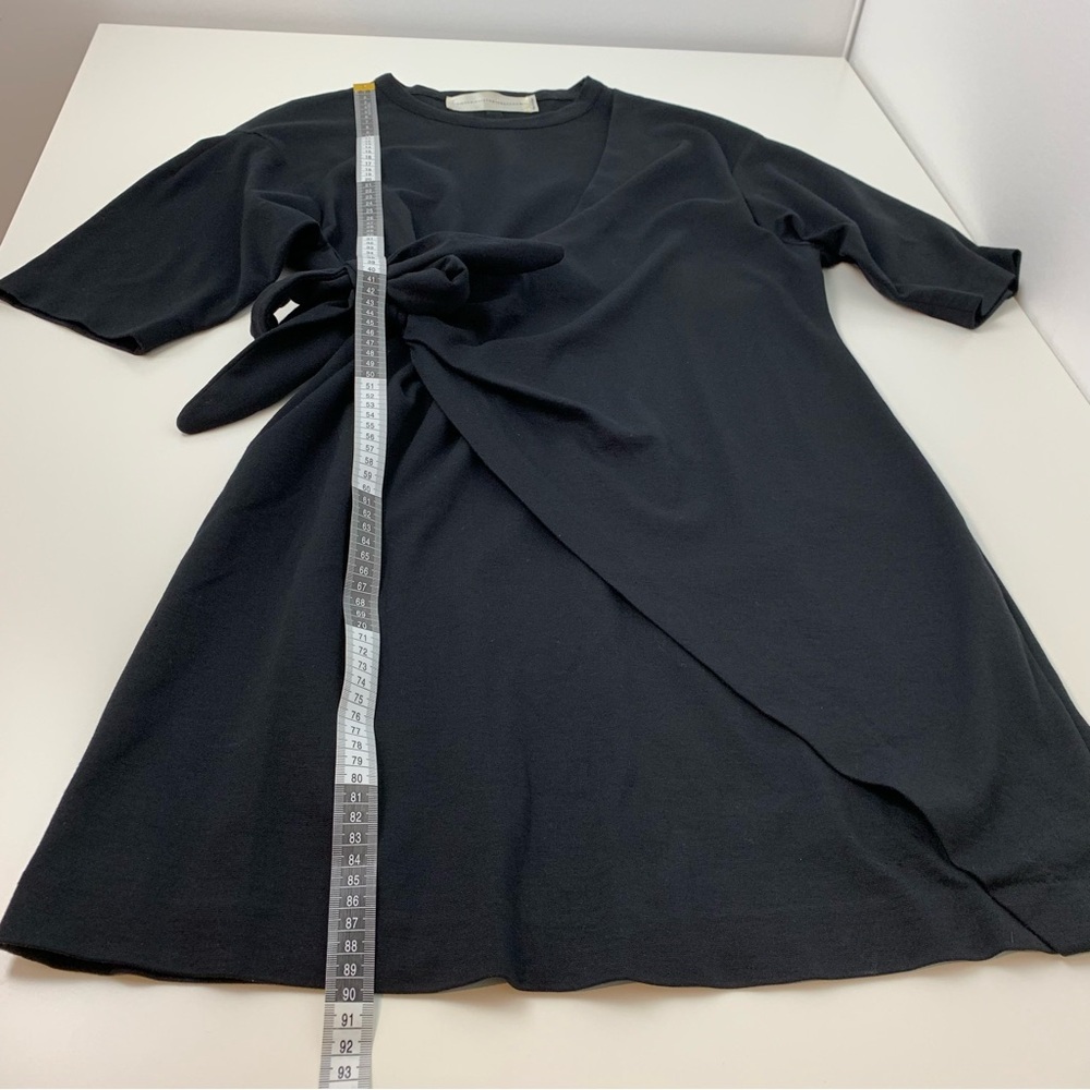Victoria Victoria Beckham Dress Black Jersey Faux Wrap Tie Front Sz Medium VVB - Picture 4 of 11